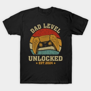 Vintage Dad Level Unlocked EST 2024 T-Shirt